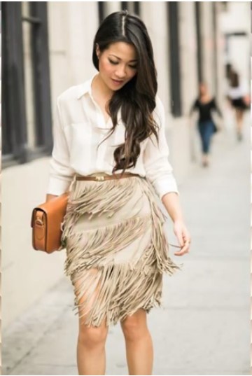 falda con flecos zara